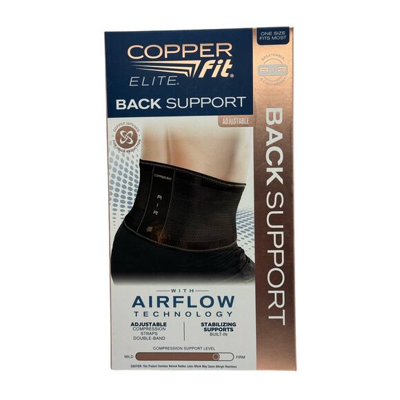 Copper Fit Elite Back Support AirFlow Back Brace Adjustable Double-Band 30-50" - Picture 1 of 5